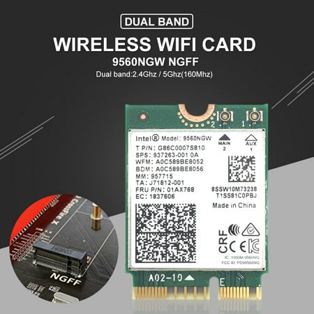 Akoyovwerve Dual Band 1.73Gbps Wireless Ac 9560 9560Ngw Ngff Key E Wifi Card 9560Ac 8020.11Ac Bluetooth 5.0 Laptop For Windows