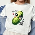 thumbnail image 2 of Virmaxy (2-14 Years Old)Pickle Letter Printed Shirt For Toddler Boys Girls Casual Printed Gherkin Pattern T-Shirt Kids Spring Summer Loose Short Sleeve Crew Neck Top White-12 5 Years, 2 of 4