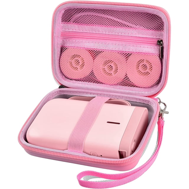 wqlpp-Case Compatible with NIIMBOT D11 Label Maker Printer, Storage Bag for Phomemo D30 for Canon for Ivy 1/2 for HP Sprocket Mini Photo Printer & Label Paper Accessories- Holder Box Only, Pink