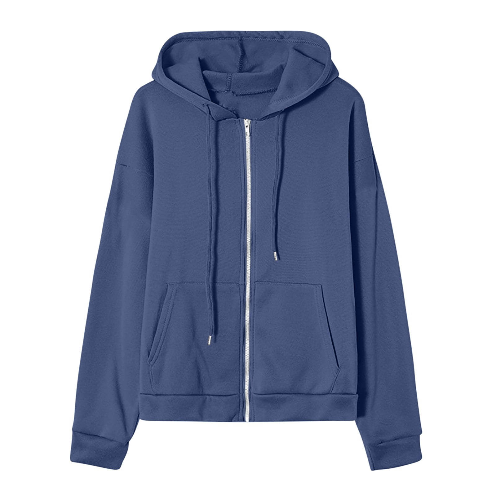 Fanxing Zip Up Hoodies for Women 2025 Fall Trendy Plus Size Hooded Sweatshirt Full Zip Zipper Athletic Jacket Lightweight Workout Sweatshirts Coats Navy XXXL