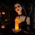 thumbnail image 6 of Halloween Decorations, Skeleton Themed Halloween Led Candle Lamp, Battery Operated Flameless Halloween Light, Halloween Home Decor Indoor, 4.5X3 Inch Carved Ghost Bride Electronic, 6 of 7
