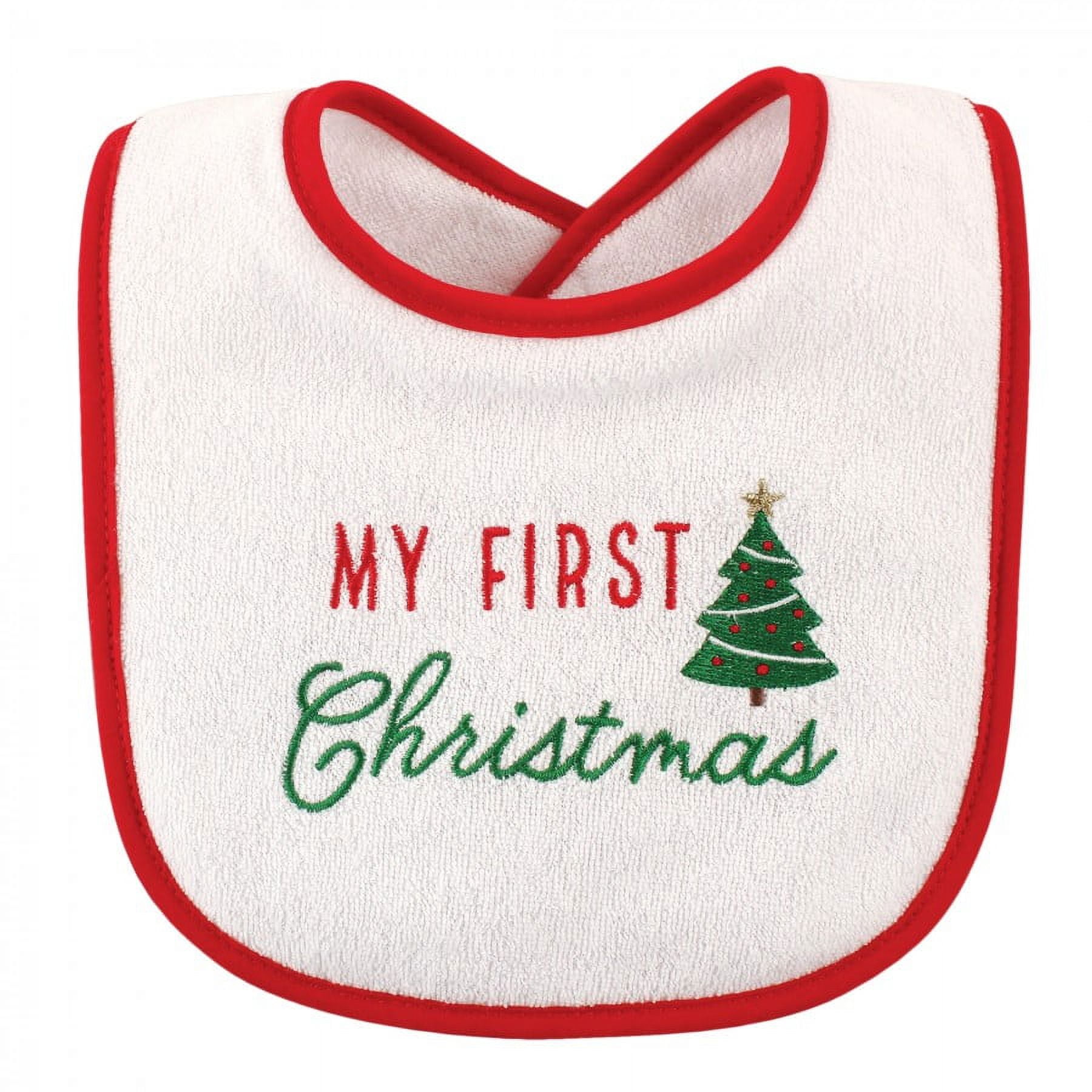 Hudson Baby Infant Cotton Terry Drooler Bibs with Fiber Filling 10pk, Neutral Holiday
