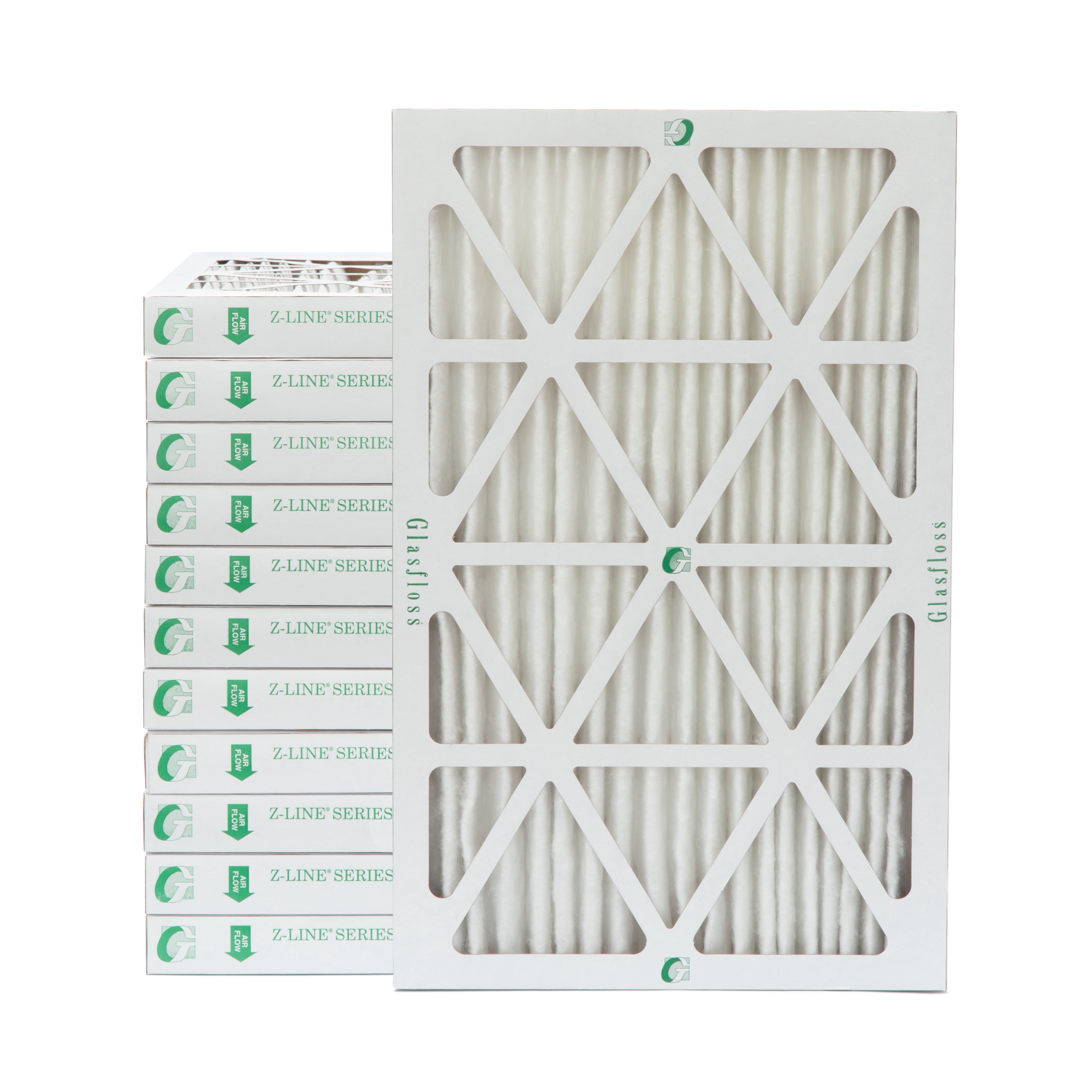 12 Pack of 16x25x2 MERV 10 Pleated 2" Inch Air Filters by Glasfloss. Actual Size: 15-1/2 x 24-1/2 x 1-3/4