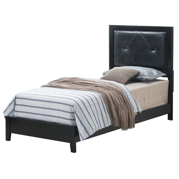 Primo Black Tufted Faux Leather Upholstered Twin Panel Bed