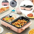 thumbnail image 6 of LASIEYO Hot Pot with Grill, 2 in 1 Indoor Non-Stick Electric Hot Pot and Frying Pan, Portable Multifunctional Smokeless Korean BBQ Grill Independent Dual Temperature Control Fast Heating (Blue), 6 of 7