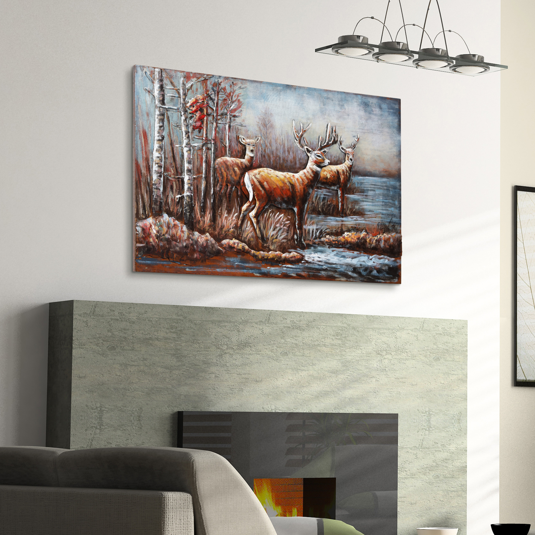 Empire Art Direct PMO-181803-3248 Deer Mixed Media Iron Hand Painted Dimensional Wall Art