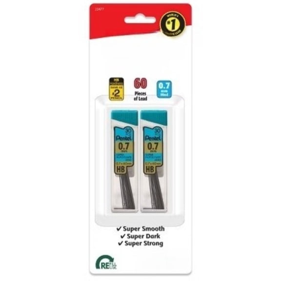 2pk/60ct 0.7MM Mechanical Pencil Lead Refill: Black No. 2 Writing Instrument Refills for Mechanical Pencils