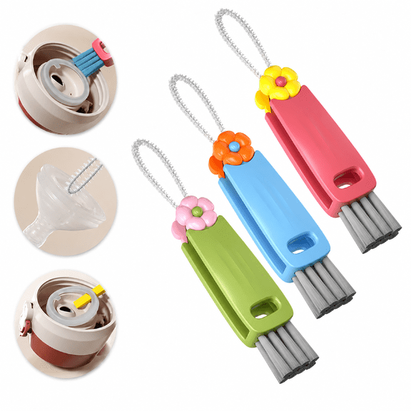 Cleaning Brush 3 in 1 3 pack Plastic Multifunctional Hook Slit Corner Cup Lid Gap Crevice Kitchen