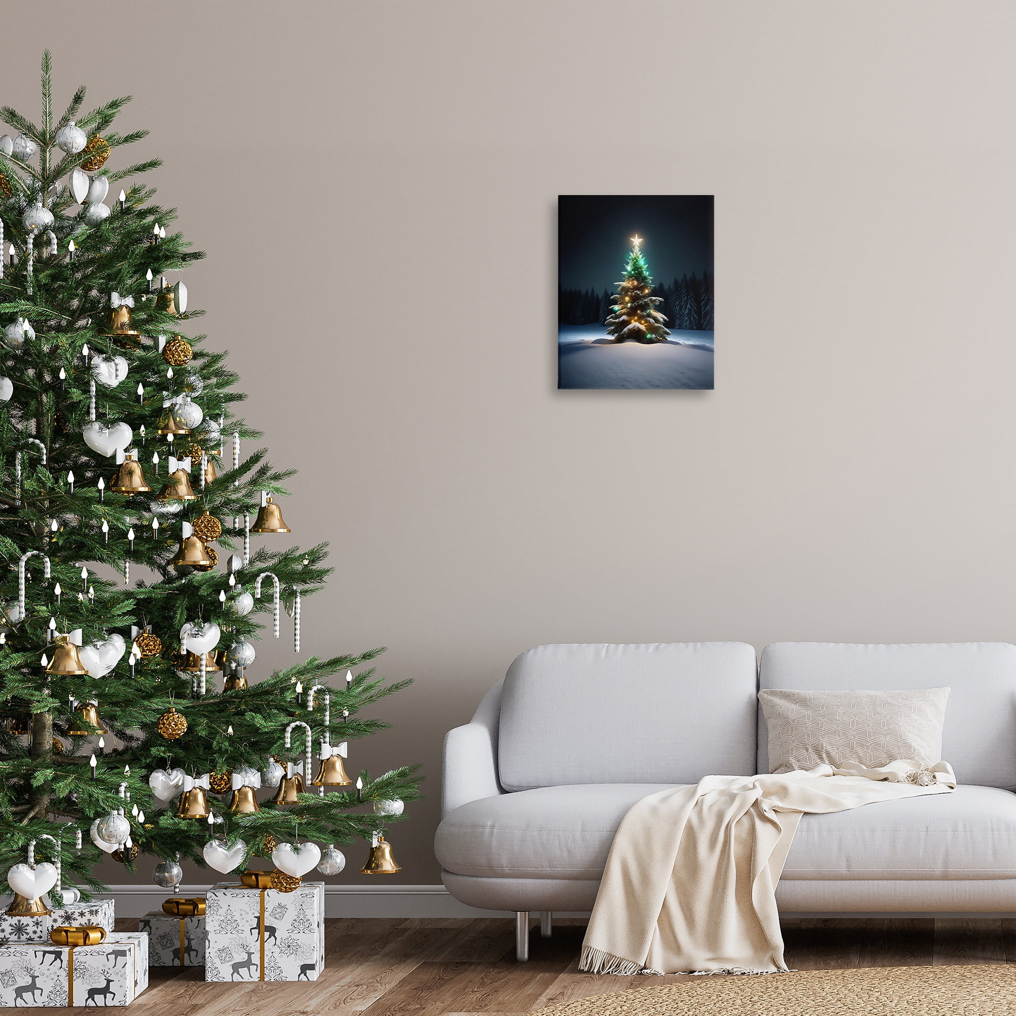 Stupell Industries Clear Night Snowy Tree Holiday Photography Gallery Wrapped Canvas Art Prints Wall Art, 16 x 20