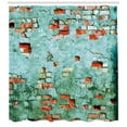 thumbnail image 3 of Ambesonne Teal Shower Curtain, Brick Wall Old Wrecked, 69"Wx75"L, Red Teal, 3 of 3