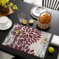 thumbnail image 3 of Red and Gray Floral Pattern Summer Placemats Table Placemats Set Of 6-Linen Kitchen Washable Placemats Table Mats 11.8"x17.7" Non-Slip Heat Resistant, 3 of 5