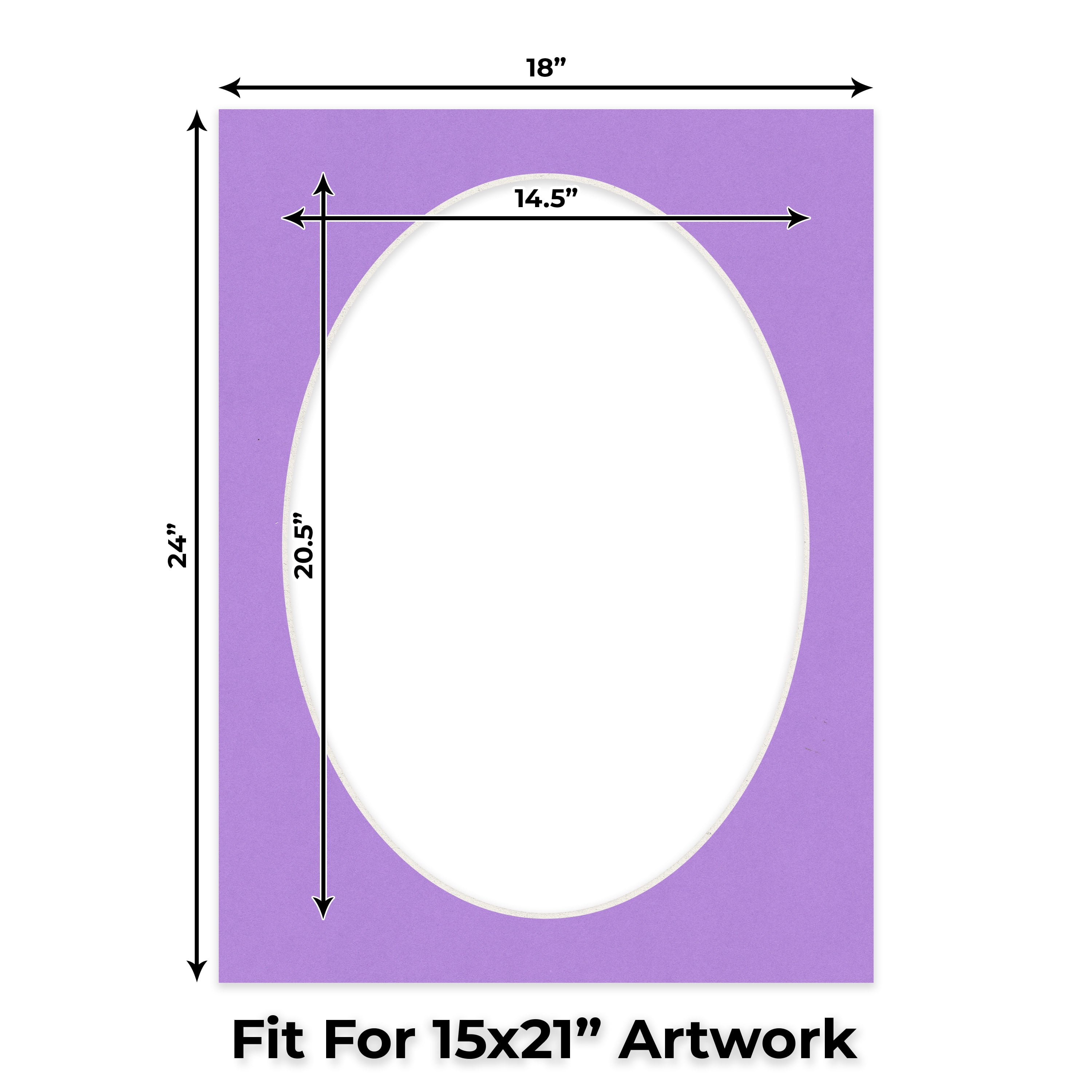 Pansy Purple Picture Frame Mat for 18x24 Frames - Oval Opening for 15x21 Photos - 1 Mat
