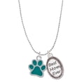 thumbnail image 1 of Delight Jewelry Silvertone Medium Translucent Teal Paw Best Mom Ever Charm Necklace, 1 of 4
