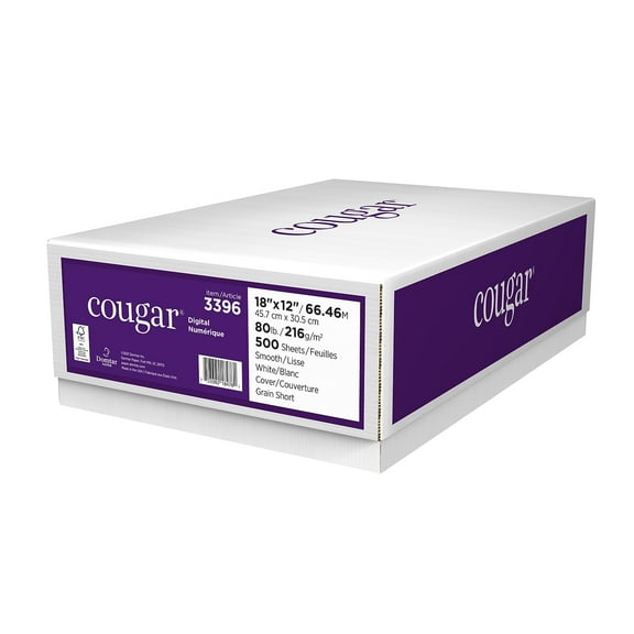 Cougar 80 lbs. Digital Smooth Cover 18 x 12 White 500/Case 3396