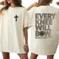 thumbnail image 2 of Every Knee Will Bow Christian Faith Double Sided T-Shirt – Inspirational Scripture Graphic Tee, Comfortable Unisex Religious Shirt for Men & Women Everyday Casual Wear, 2 of 6