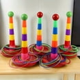 thumbnail image 1 of 12pcs, Colorful Plastic Ring Toss Game Set, Random Color, Outdoor & Indoor Fun Activity, Educational Puzzle Hoop For Party, Kindergarten, Competition, Halloween & Christmas Gift, 13.39inch Tall With B, 1 of 5
