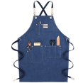 thumbnail image 2 of Delantal de lona lavada para mujer, moda, pintura, peluquería, cafetería, ropa de trabajo para hombre, 2 of 3