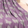 thumbnail image 3 of Purple White Butterfly Pattern Blanket,Comfortable Soft Flannel Throw Blanket,All Season,Warm Lightweight Blankets for Sofa Bed Couch Living Room Chair,30"x40", 3 of 4
