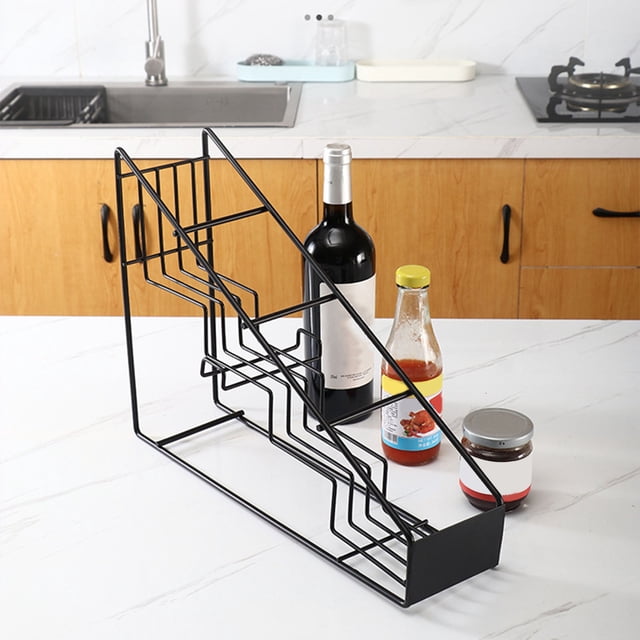 YAOMOBB Minimalist Coffee Syrup Storage Minimalist Black Metal Coffee Syrup Rack Storage 4 Layers Bottle Organizer Holder for Coffee Bar
