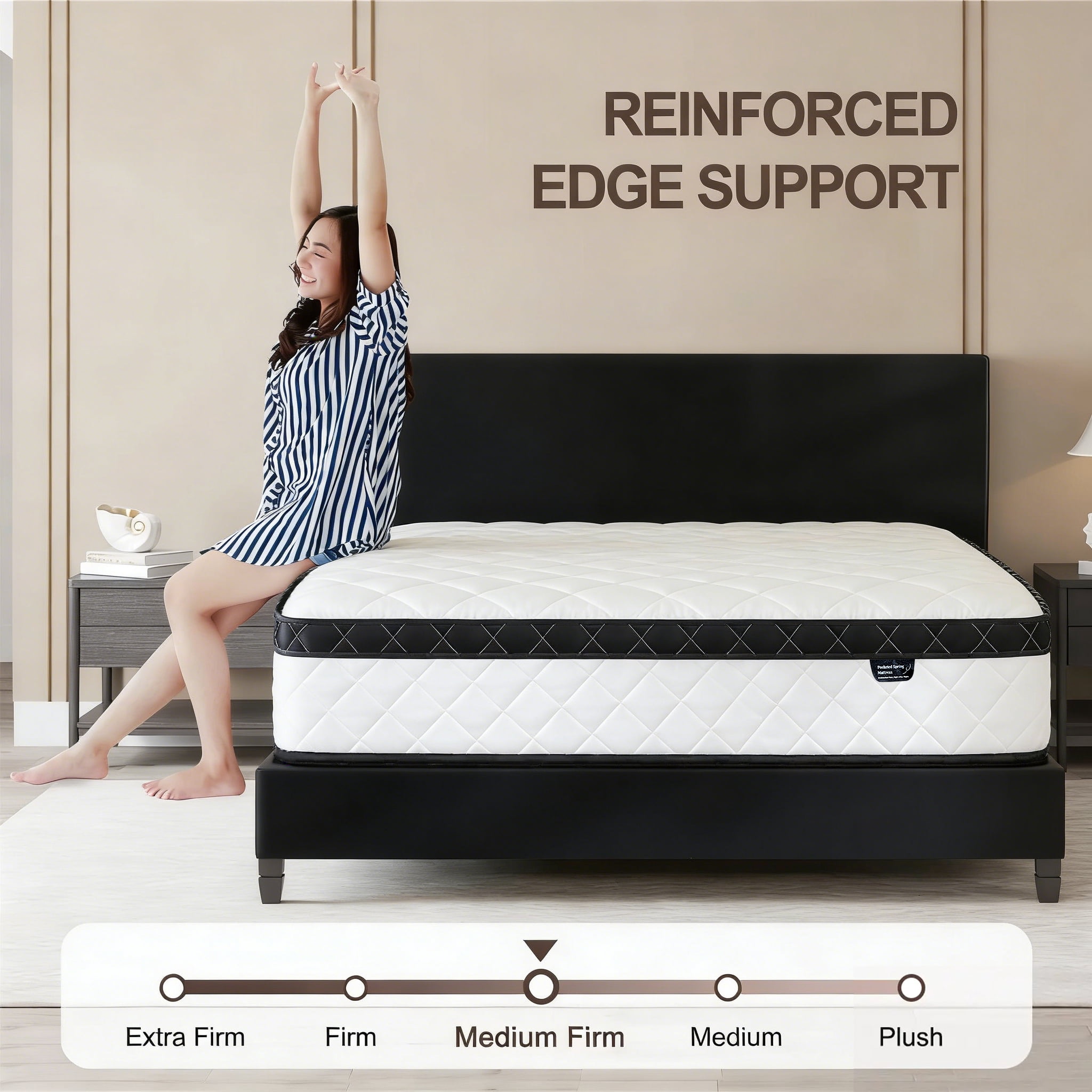 Bezzze 10 inch Twin Hybrid Mattress, Pocket Spring Memory Foam Supportive Sleep, Medium Firm, CertiPUR-US Certified Mattress in a Box