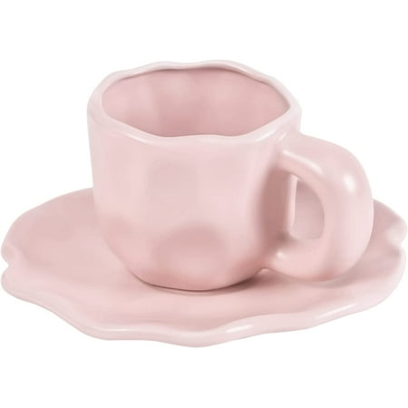 

GZhLonKiMa Ceramic Coffee Mug with Saucer Set Cute Creative Morandi Style Cup Saucer for Office and Home Dishwasher and Microwave Safe 8.5 oz/250 ml for Latte Tea Milk (Green)