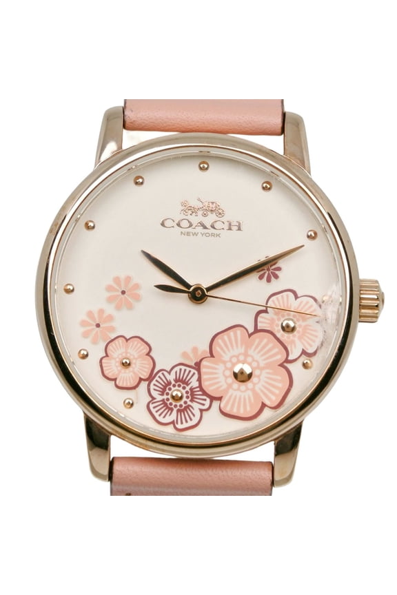 Pre-Owned Coach watch CA.113.7.34.1539, stainless steel and leather strap, quartz, analog,...
