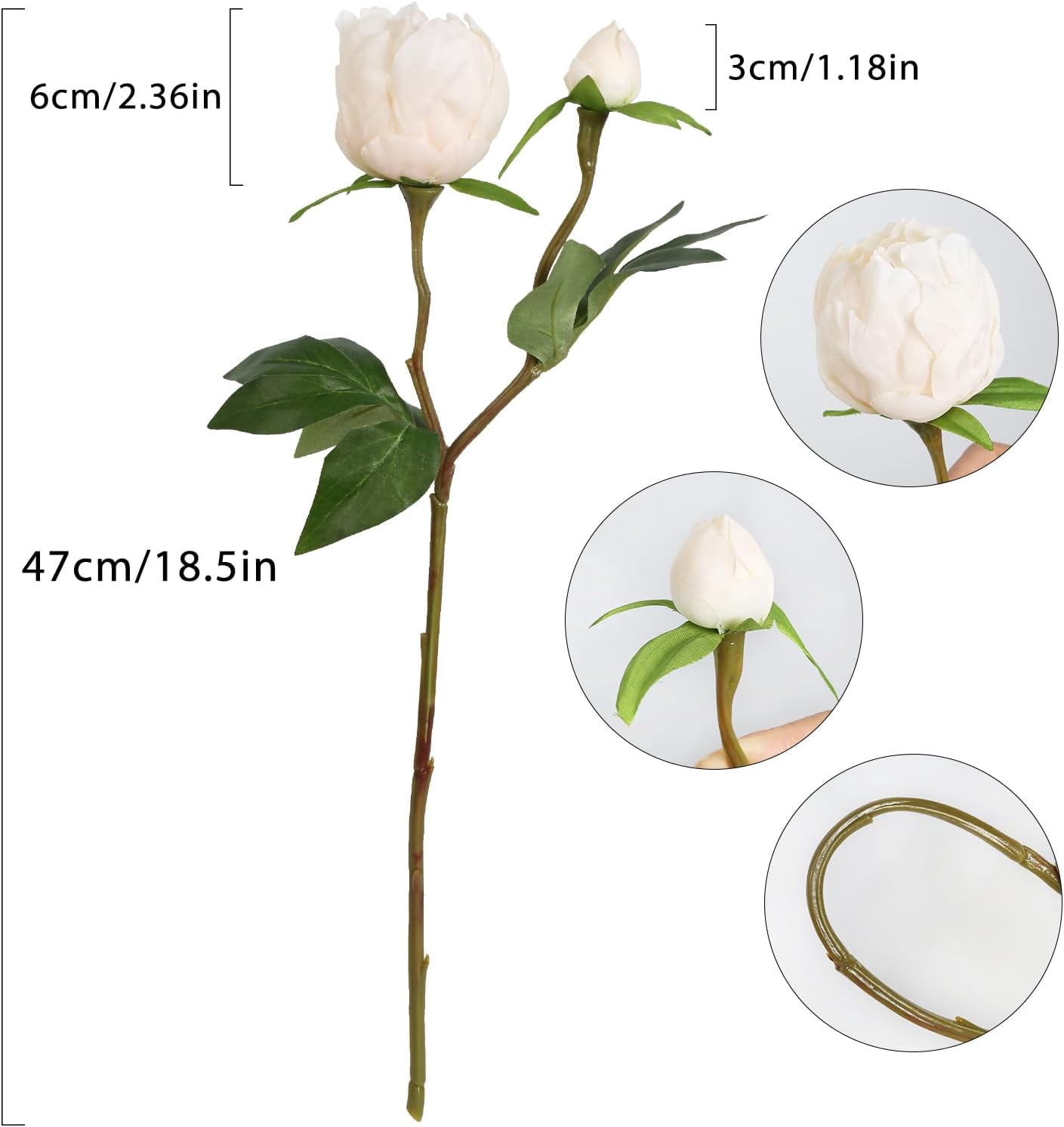 Champagne Artificial Peonies Silk Peonies with Stems Real Look Fake Peonies Artificial Flowers for Wedding Centerpieces Bridal/Baby Shower Party Decorations (Champagne)