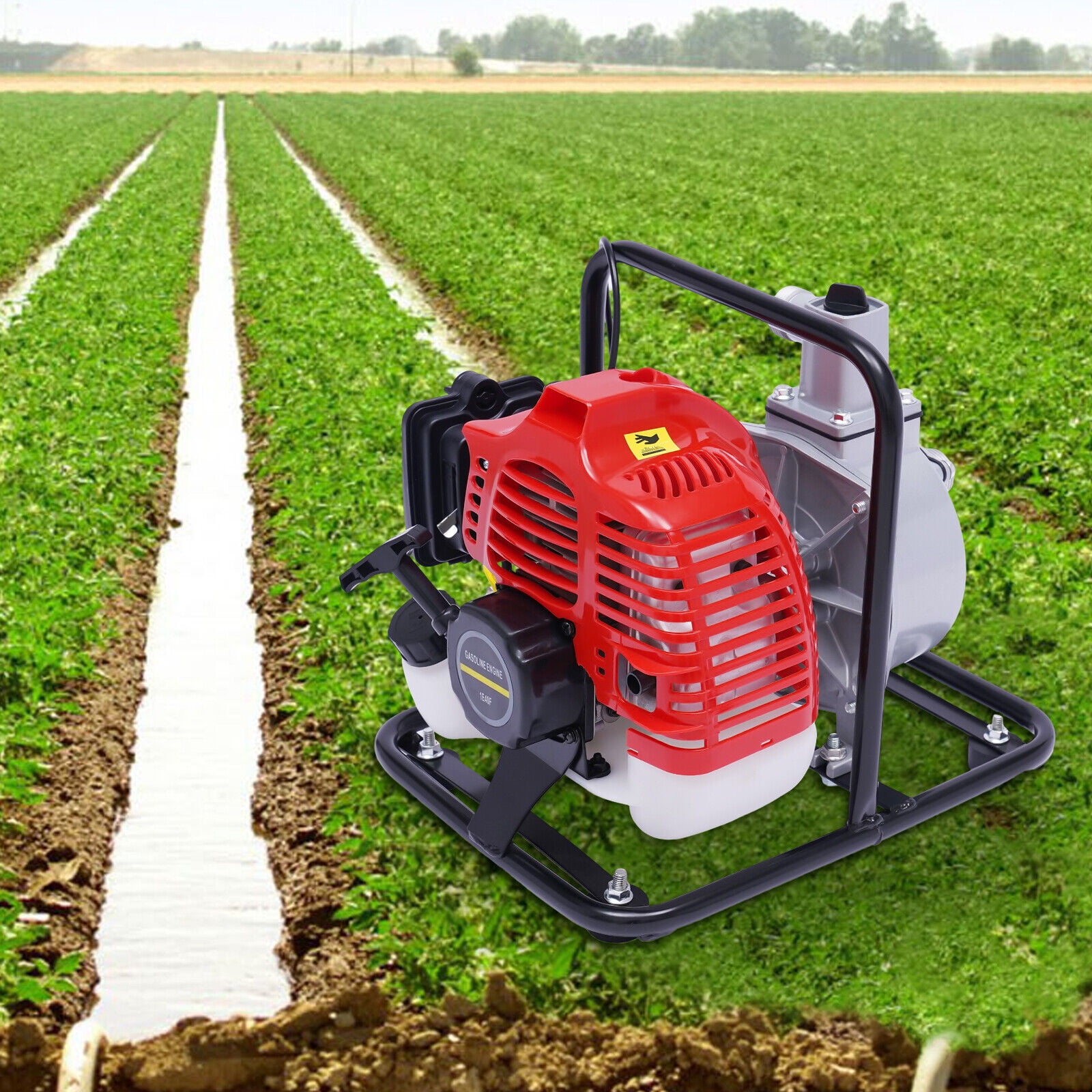 Gas Powered Water Pump, 43cc 1 Inch Air Cooled Water Transfer Pump, 2 Stroke Engine Water Transfer Pump High Flow 2HP 43CC 10m3/h Diahpragm Type for Flower Nurseries Gardens