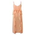 thumbnail image 4 of Vestido informal para mujer: cuello en V con volantes asimétricos, tirantes, ligero, de verano, 4 of 8