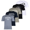 thumbnail image 1 of JACK&JONES Camiseta hombre, pack de 5 - JJLEOGRA TEE CREW NECK, manga corta, cuello redondo, algodón, logo estampado Negro/Blanco/Azul/Verde M (Medium), 1 of 7
