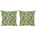 thumbnail image 1 of Ambesonne Retro Throw Pillow Cover 2 Pack, Grunge Colorful Hexagons, 24", Multicolor, 1 of 2