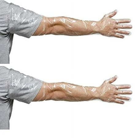 XSH 50Pcs Veterinary Insemination Rectal Long arm gloves for Field Dressing Gutting Deer Gardening Aquarium Cleaning Painting Full Arm 35.5inch Large (Pack of 50)