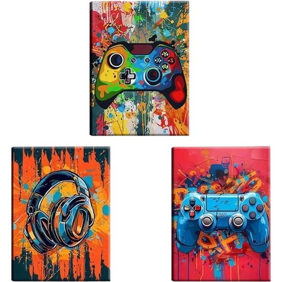 Canvas Gaming Posters Canvas Wall Art, Boys Bedroom Wallpaper Unframed Game Wall Art, Graffiti Gaming Room Accessories, Perfect Room Decoration for Teen Boys 8x12 inch Unframed