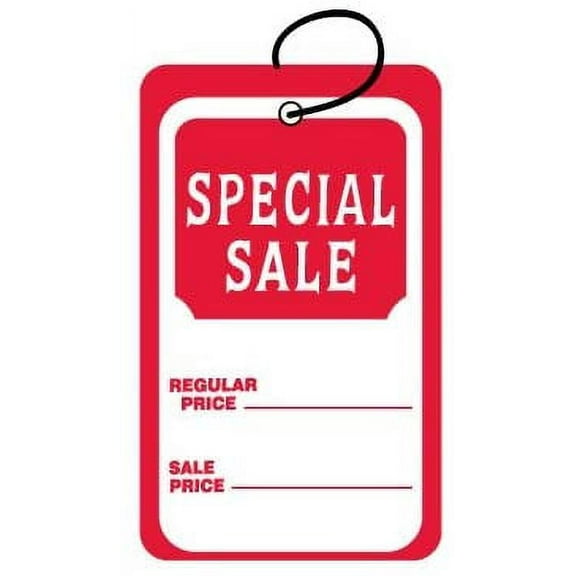 Large (1.75" X 2.875") Promotional Special Sale Merchandise Tag with String. Case of 2,000 Tags.