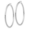 thumbnail image 2 of Auriga 14k White Gold Polished 3mm Lightweight Tube Hoop Earrings for Women, 2 of 5