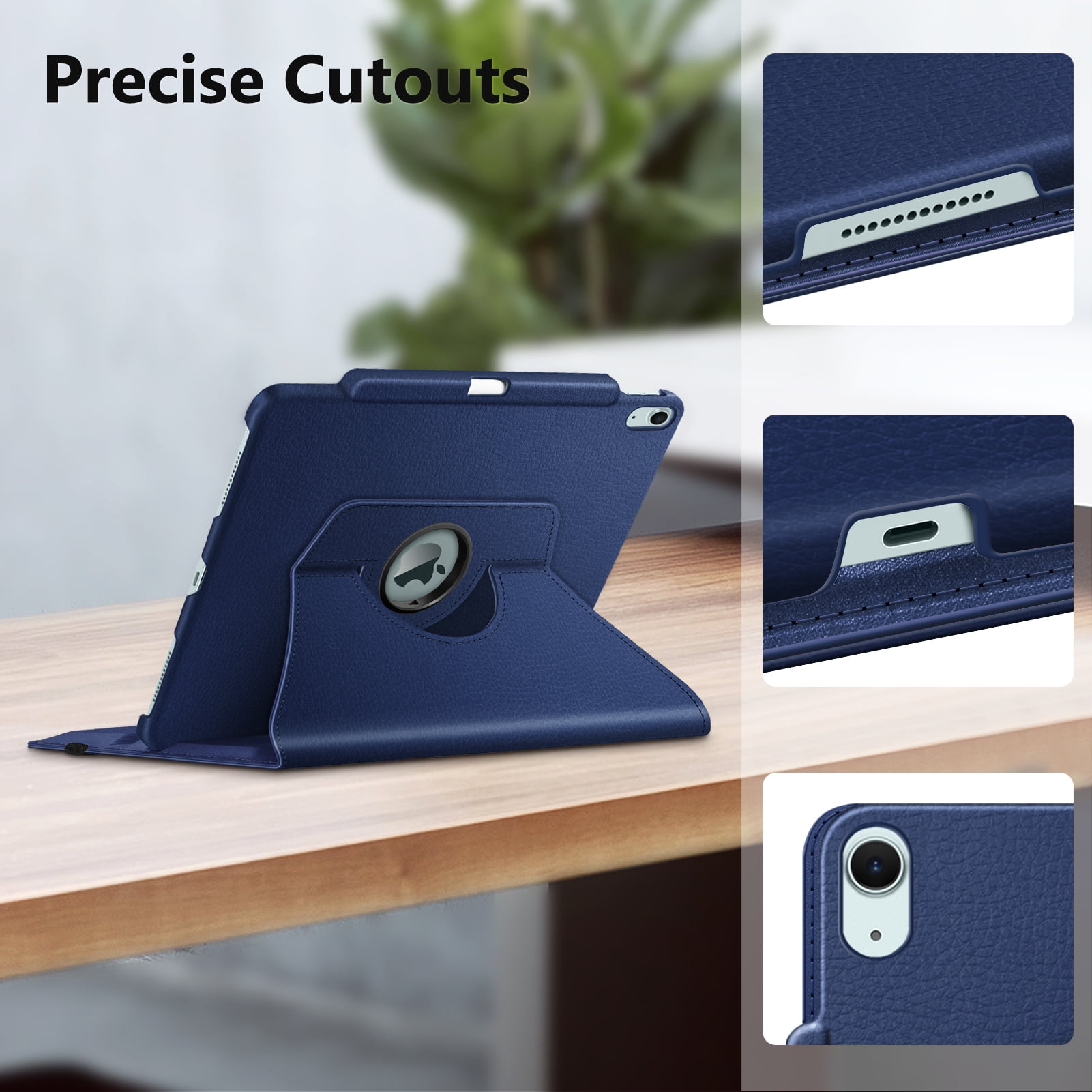 Fintie Rotating Case for iPad Air 13-inch (M4) 2026, (M3) 2025, (M2) 2024 - 360 Degree Rotating Protective Stand Cover with Pencil Holder, Navy
