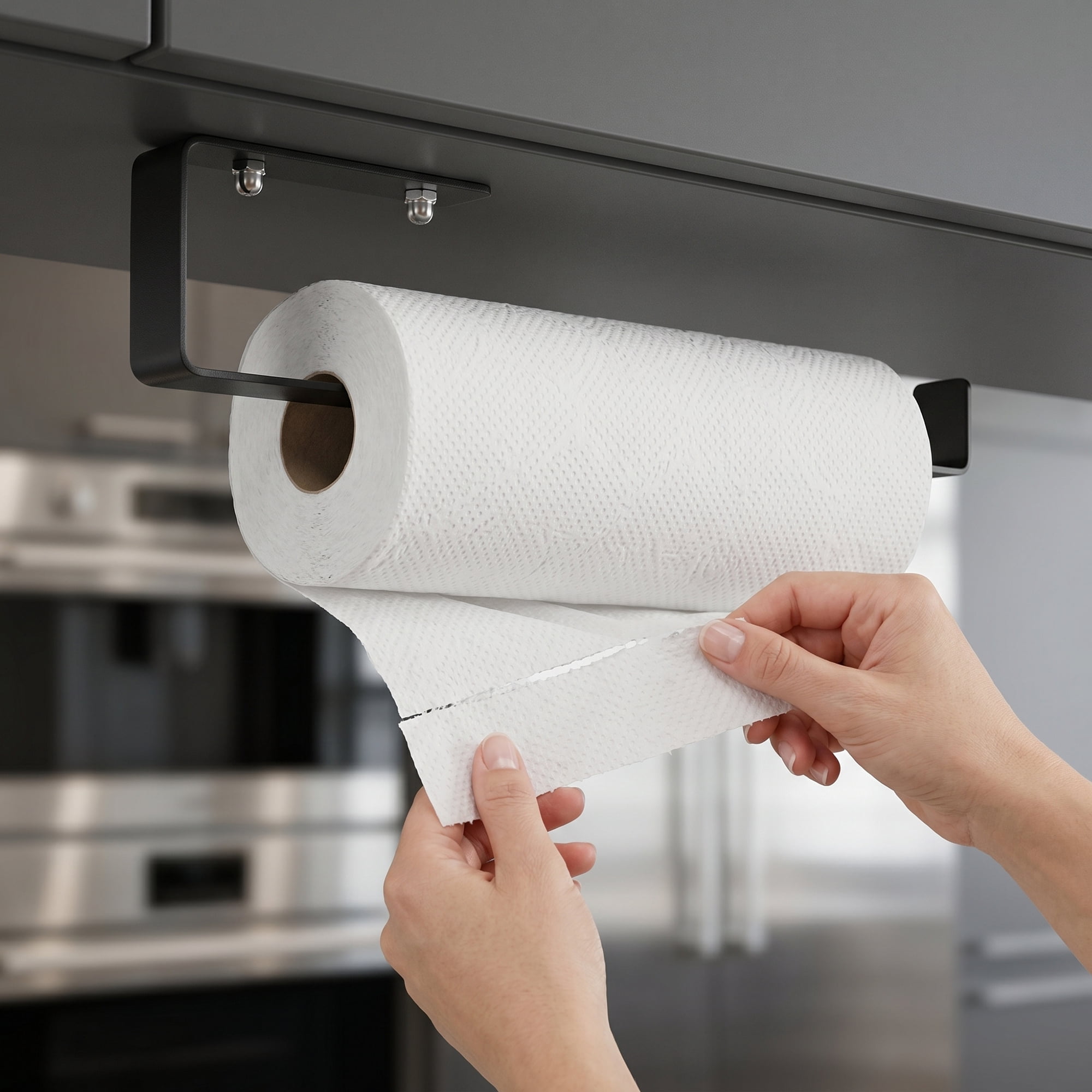 Unique Bargains Stainless Steel Wall Mount Paper Towel Holder Black 12.2x0.8inch