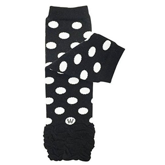 ALLYDREW Stripes, Polka Dots & Chevron Baby Leg Warmer & Toddler Leg Warmer for Boys & Girls, Black Polka Dots & Ruffle Bottom