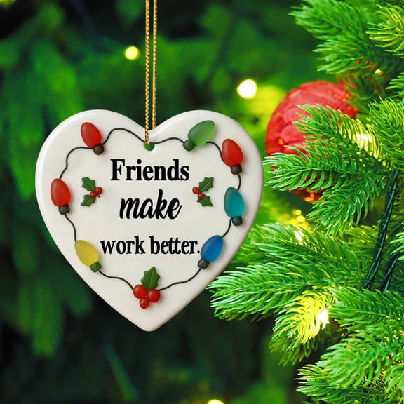 FAMTKT Exquisite Heart-shaped Hanging Acrylic Flat Decoration Heart-shaped Warm Ornaments Christmas Hanging Decorations