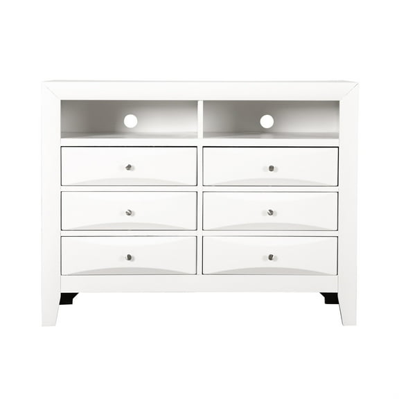Passion Furniture PF-G1570-TV2 Marilla White 6-Drawer Chest of Drawers - 47 x 17 x 37 in.