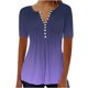 thumbnail image 2 of Fiudx Ofertas de La Semana Moda Mujer Verano Casual Impresión Manga Corta Cuello En V Blusa Superior Camiseta, 2 of 5