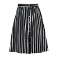 thumbnail image 1 of INSPIRE CHIC Falda Mujer Midi A Rayas Con Botones Y Elástica, dos colores Negro S, 1 of 6