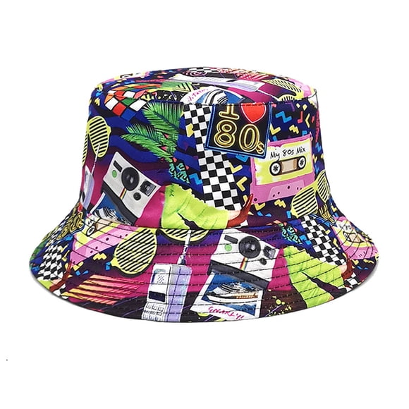 Retro neutro nostálgico 80 90 cinta patrón sombrero de pescador sombrero de protección solar al aire libre