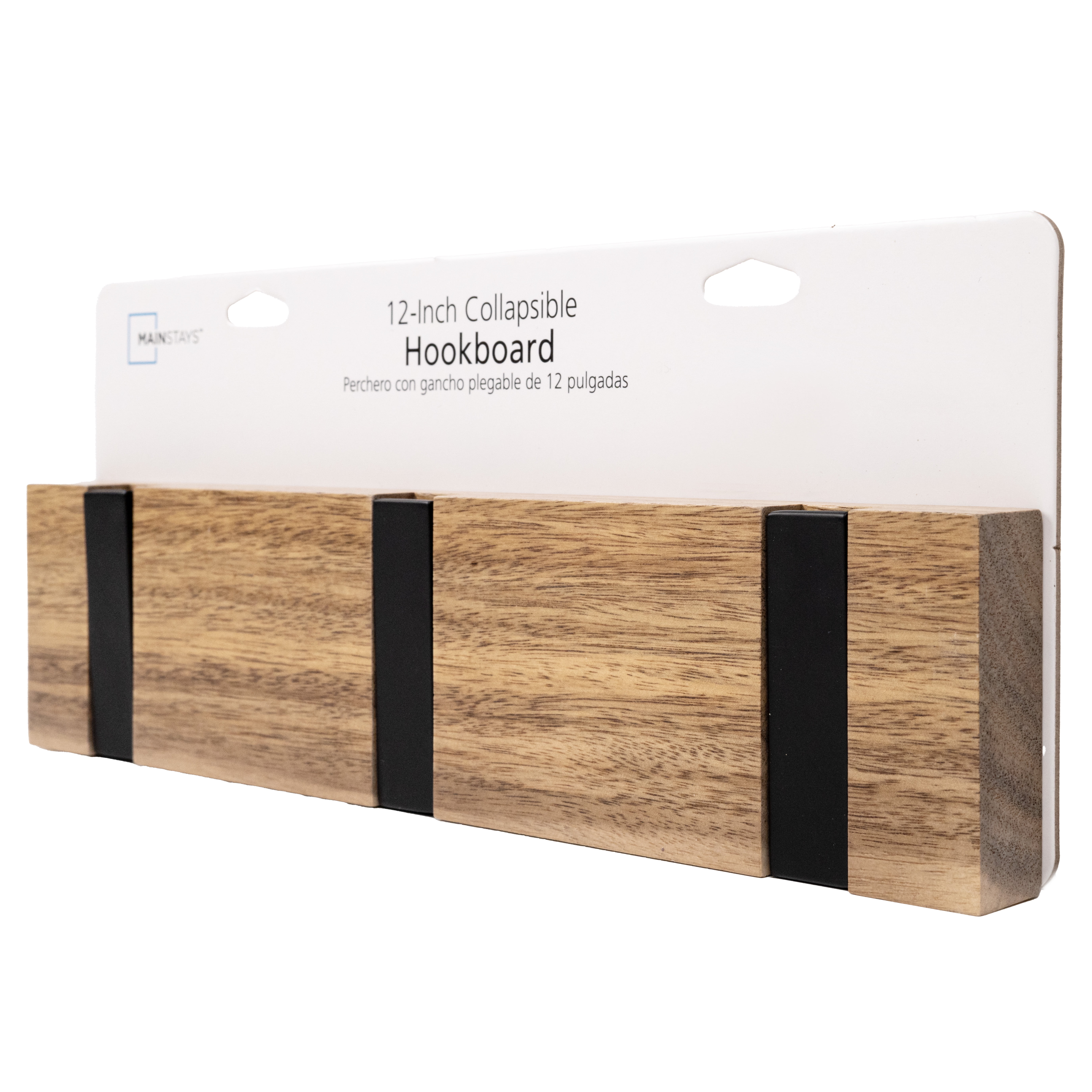Mainstays 12" 3 Hook Collapsible Wood & Metal Hookboard