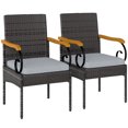 thumbnail image 1 of Outsunny Set of 2 Wicker Rattan Outdoor Patio Dining Chairs, Light Grey, 1 of 10