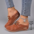 thumbnail image 5 of Rokment Womens Buckles Orthotic Clogs with Arch Support Trendy Casual Suede Closed Toe Platform Wedges Mid Heels Mules Backless Sandals for Ladies Summer Fall Brown Size 9, 5 of 9