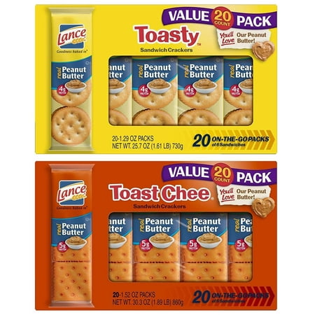 Lance Sandwich Crackers, Toasty and Toastchee Peanut Butter, 40