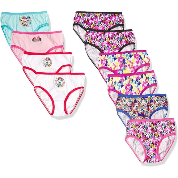 Disney Girls' Minnie Mouse Underwear Multipacks, Dots 10pk, 8