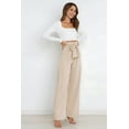 thumbnail image 5 of Womens Wide Leg Palazzo Pants Belted High Waisted Business Casual Flowy Long Trousers with Pockets  L, 5 of 6