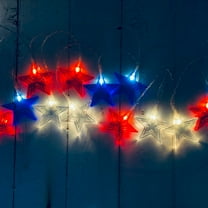 TOPRenddon Patriotic Star String Lights - 20 LED Red White Blue 4th of July Decorations for Indoor/Outdoor - Memorial Day & Christmas Holiday Lighting